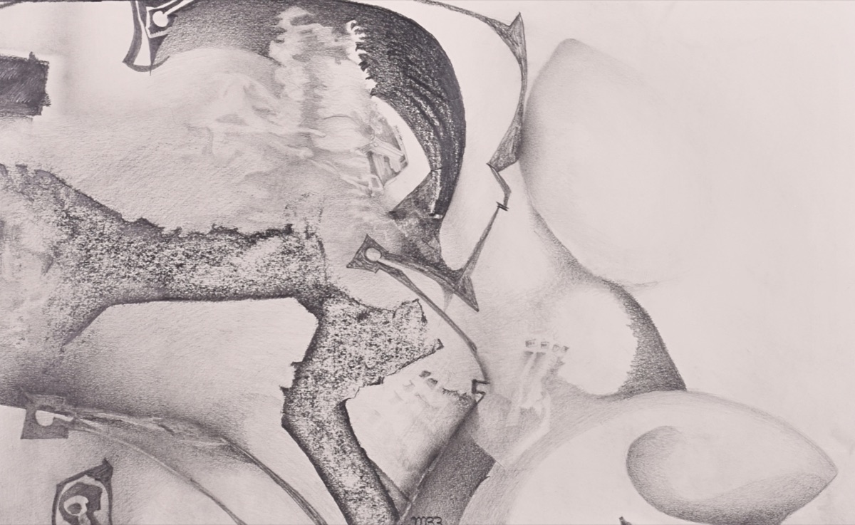 Reaching, graphite drawing by Michael Burlingame